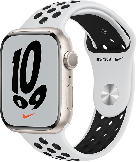 Apple Watch Nike Series 7 45mm Yıldız Işığı Alüminyum Kasa ve Nike Spor Kordon