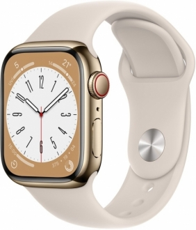 Apple Watch Series 8 Cellular 41mm Paslanmaz Çelik Kasa ve Spor Kordon görsel 2