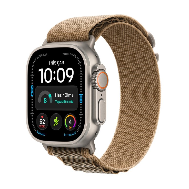 Apple Watch Ultra 4 GPS + Cellular 49mm Natürel Titanyum Kasa ve Çöl Rengi Alpine Loop