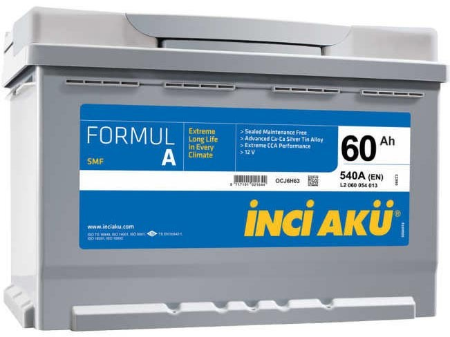 İnci Akü Formul A 12V 60Ah 540CCA