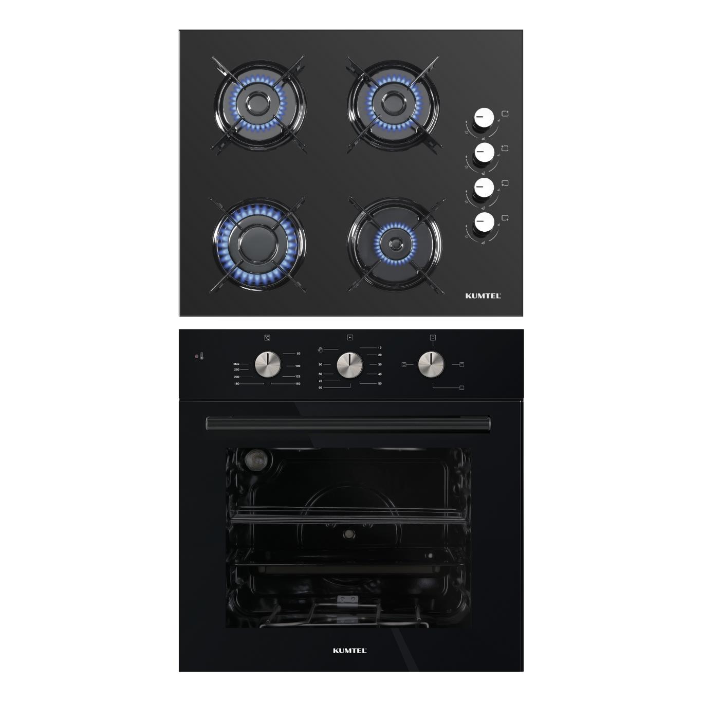 Kumtel 2'li Siyah Ankastre Set (Ocak-Fırın) (KK000421)