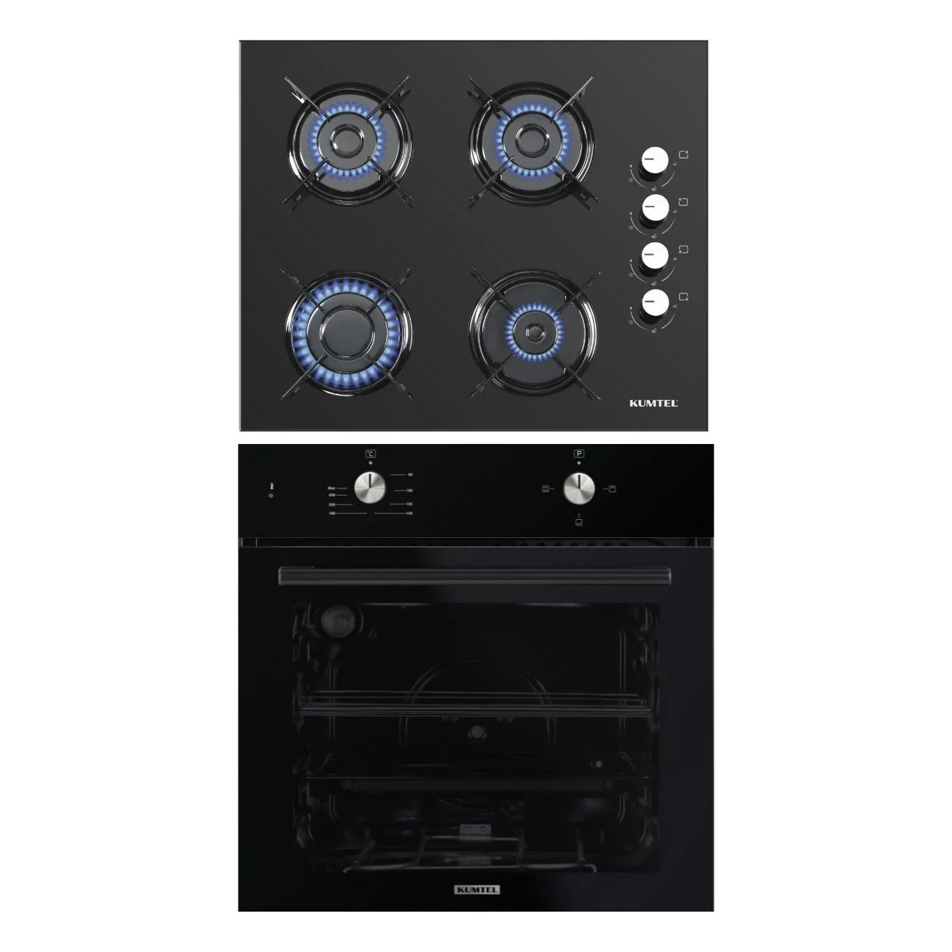 Kumtel 2'li Siyah Set (Fırın-Ocak) (KK000420)