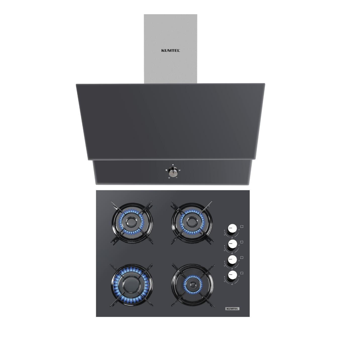 Kumtel Antrasit 2'li Ankastre Cam Set (Davlumbaz ve Ocak) (KK000601)