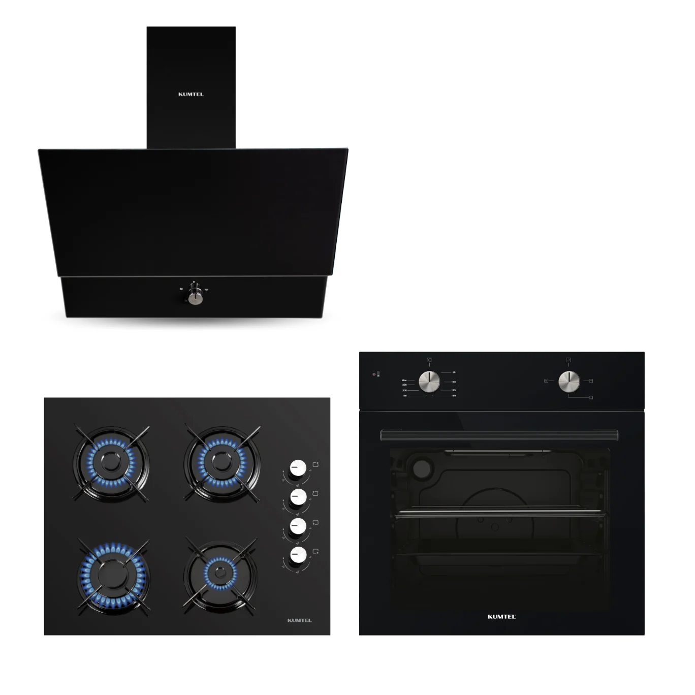 Kumtel Black Still Button Ankastre Set (KK000437)