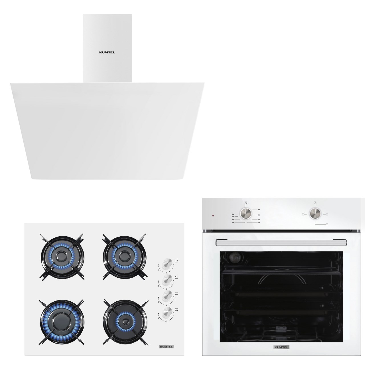 Kumtel Home Basic Beyaz Cam Ankastre Set (KK000674)