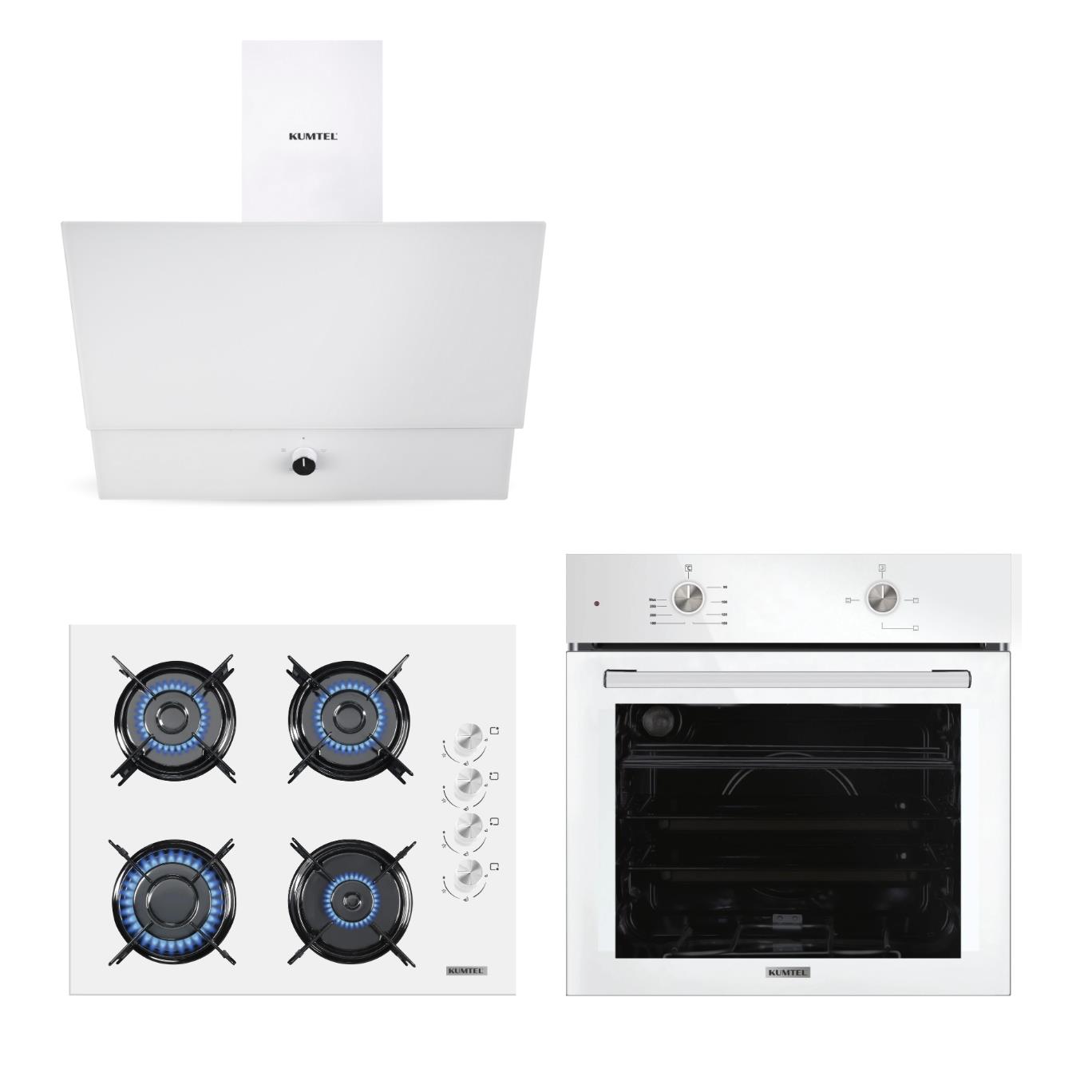 Kumtel Home Beyaz Cam Ankastre Set (KK000579)