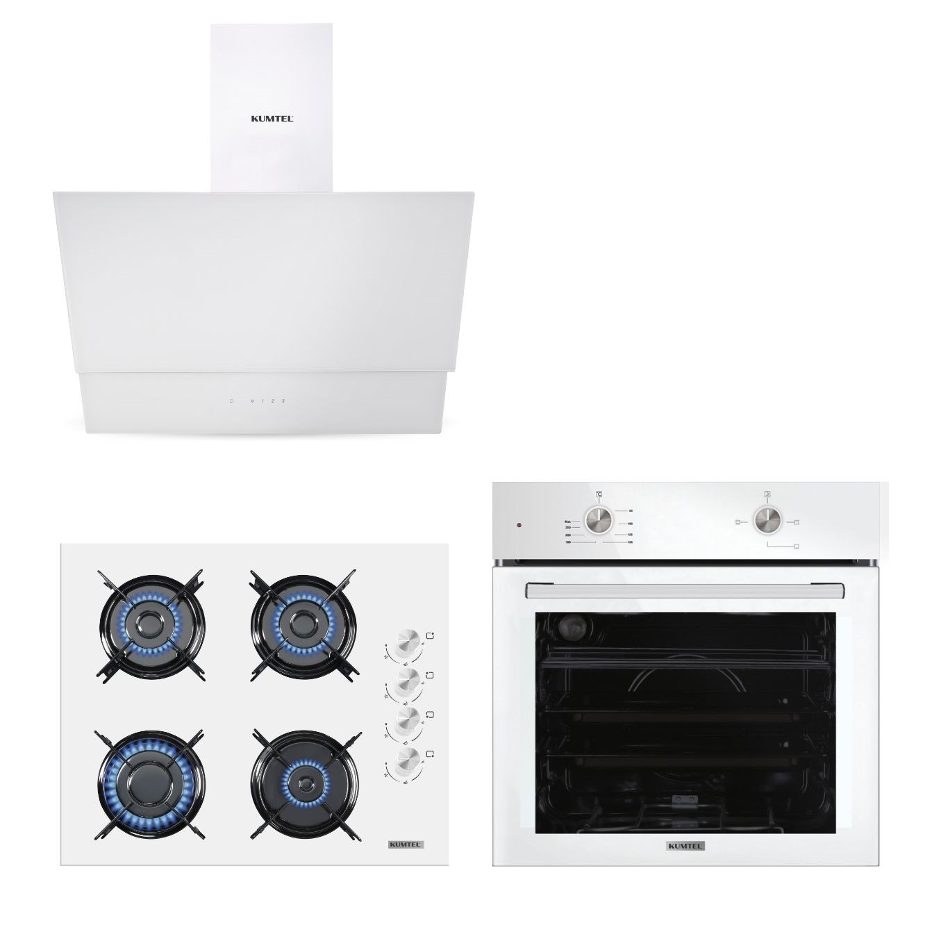 Kumtel Home Plus Beyaz Cam Ankastre Set (KK000672)