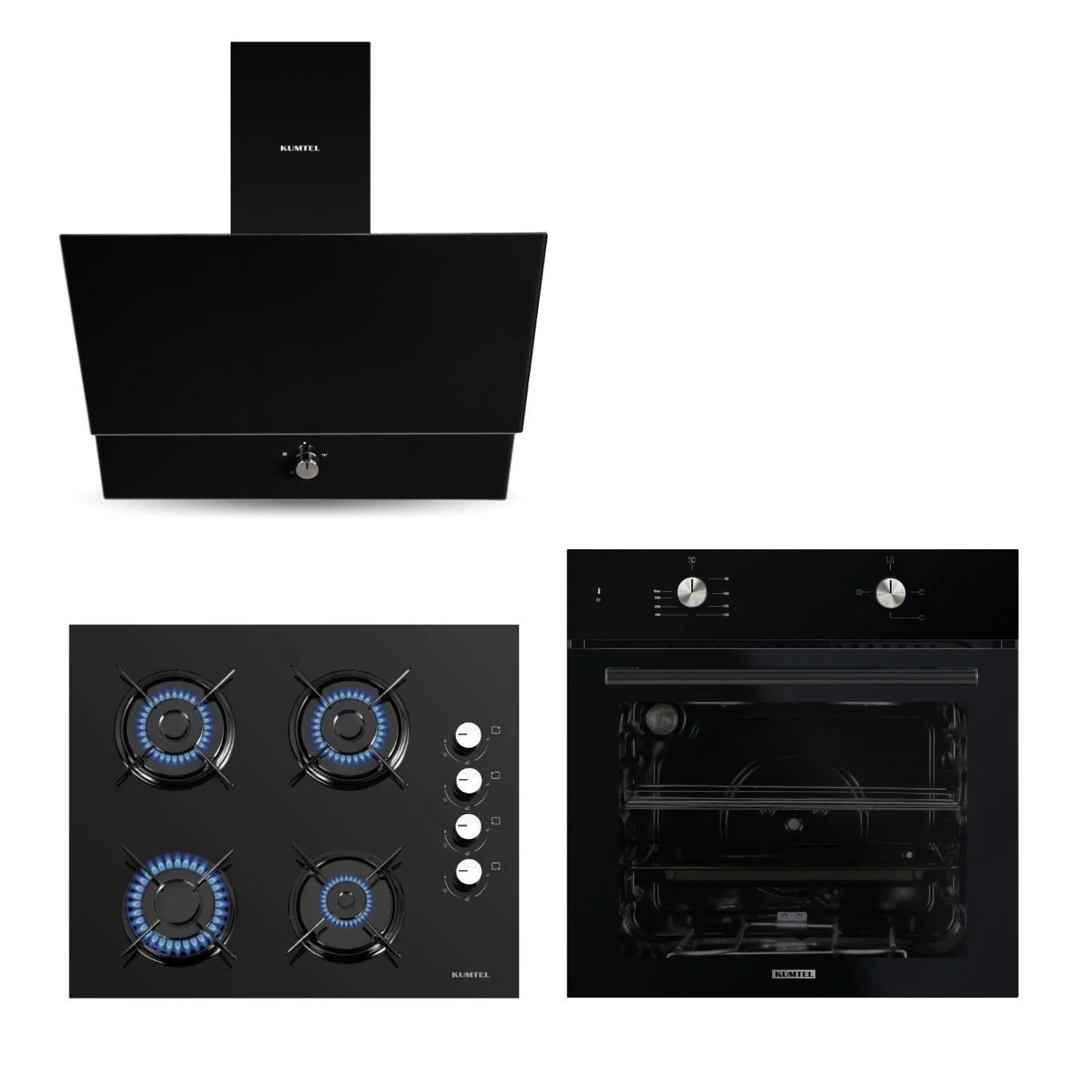 Kumtel Home Siyah Cam Ankastre Set (KK000179)