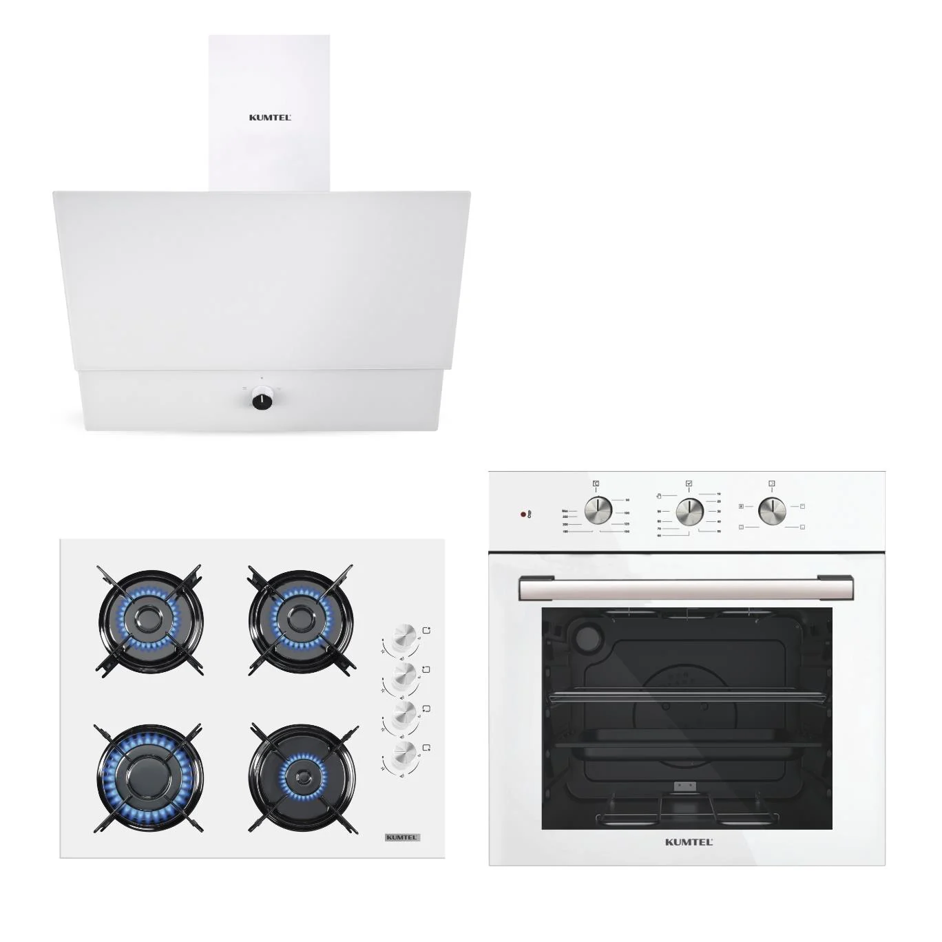 Kumtel Kristal Beyaz Cam Ankastre Set (KK000177)