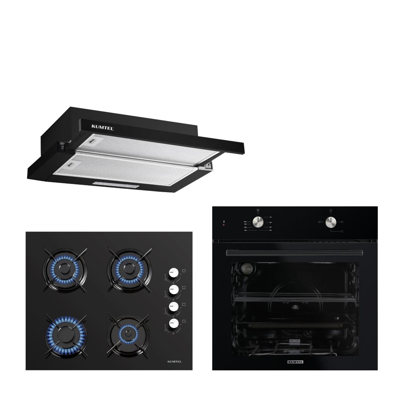 Kumtel Siyah Aspiratörlü Home Ankastre Set (KK000535)