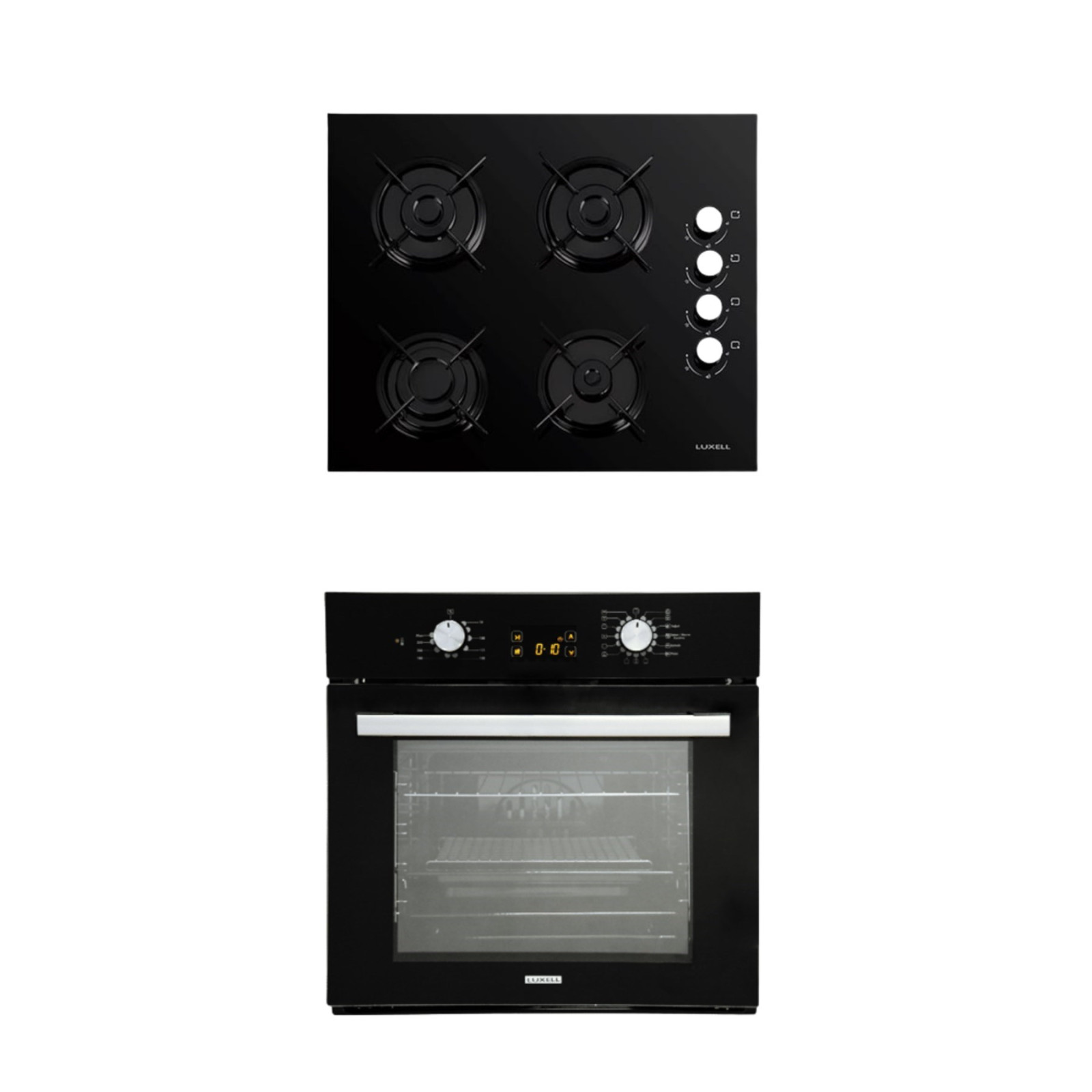 Luxell 2'li Opall Siyah Cam Ankastre Set (Ocak - Opall Fırın)