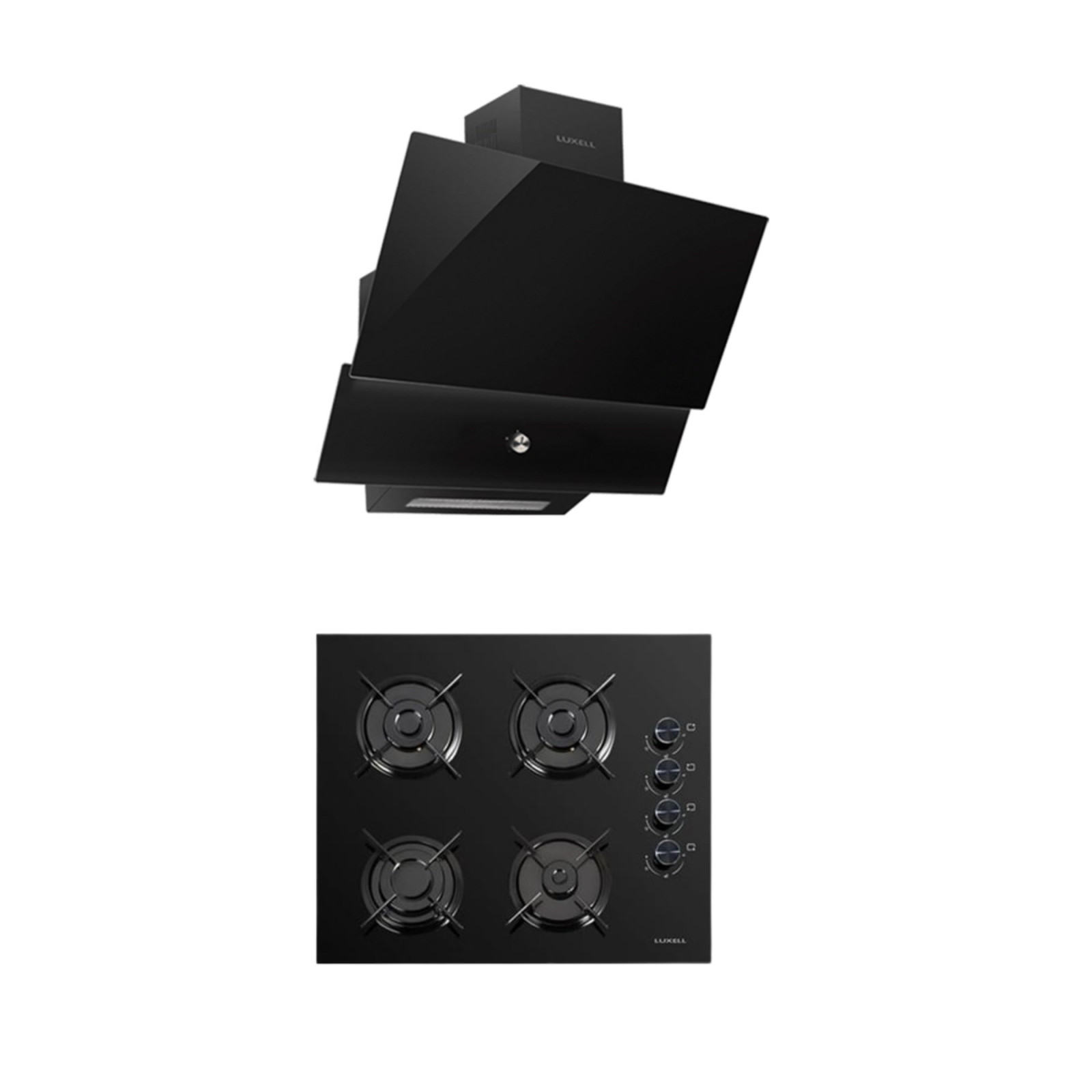 Luxell 2'li Siyah Cam Ankastre Set (DA88 Davlumbaz - Ankastre Ocak)
