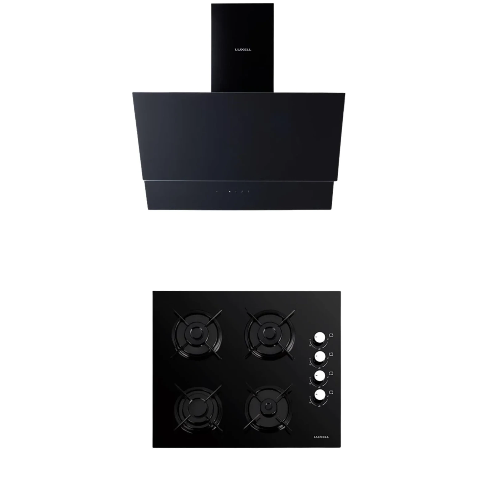 Luxell 2'li Siyah Cam Ankastre Set (Davlumbaz - Set Üstü Ocak)