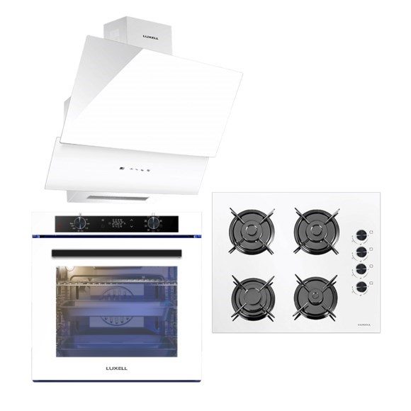 Luxell 88 Lt Platınum Beyaz Cam Ankastre Set