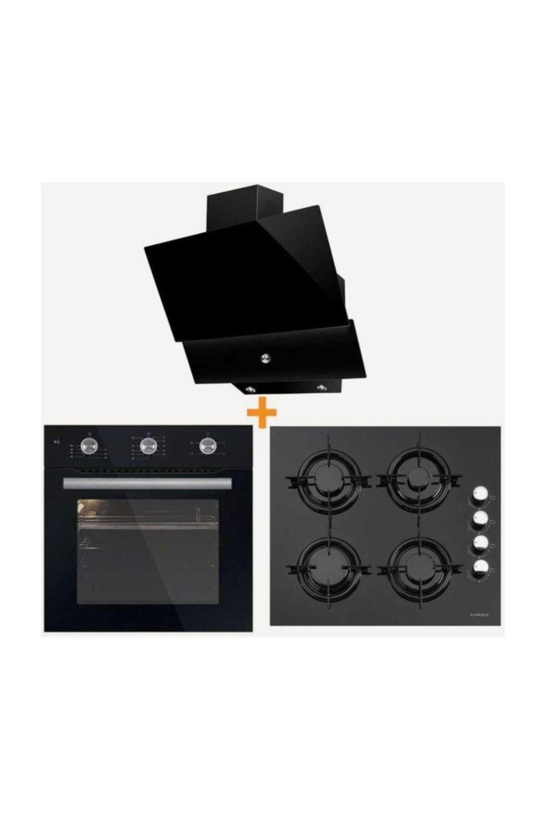 Luxell Kristal Siyah Cam Ankastre Set