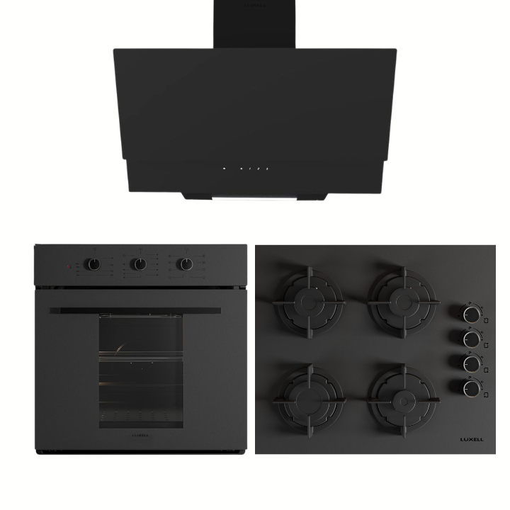 Luxell Prime Glass Siyah Ankastre Set