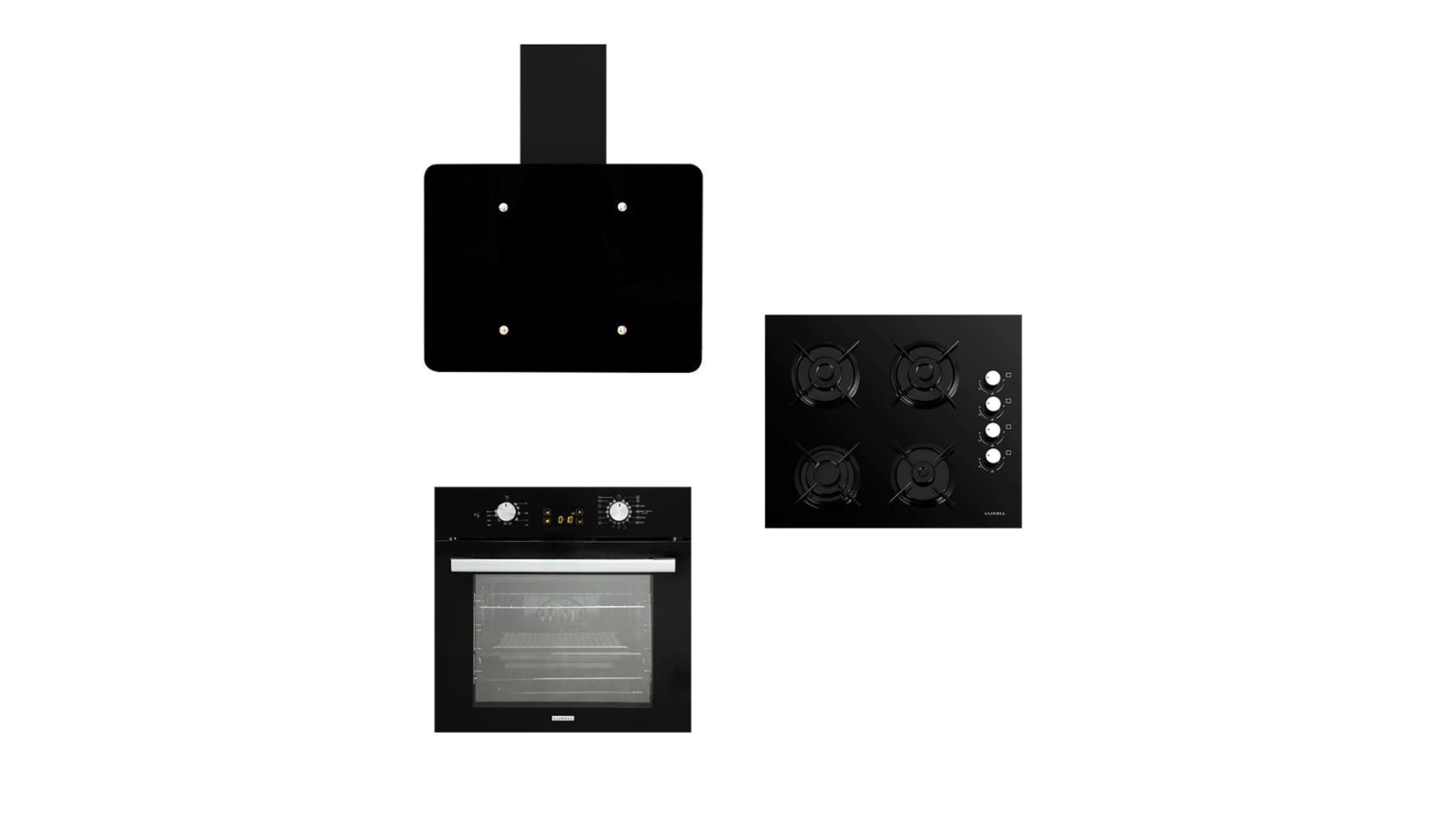 Luxell Siyah Cam Ankastre Set Flat