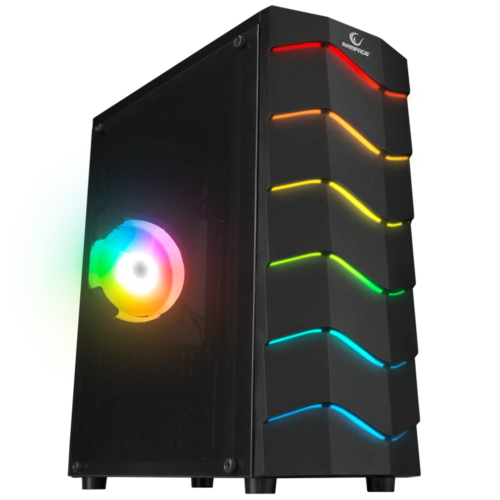 Rampage ARC-X - RGB Ledli Acrylic Panel 4 Fanlı Oyuncu Kasası-Siyah