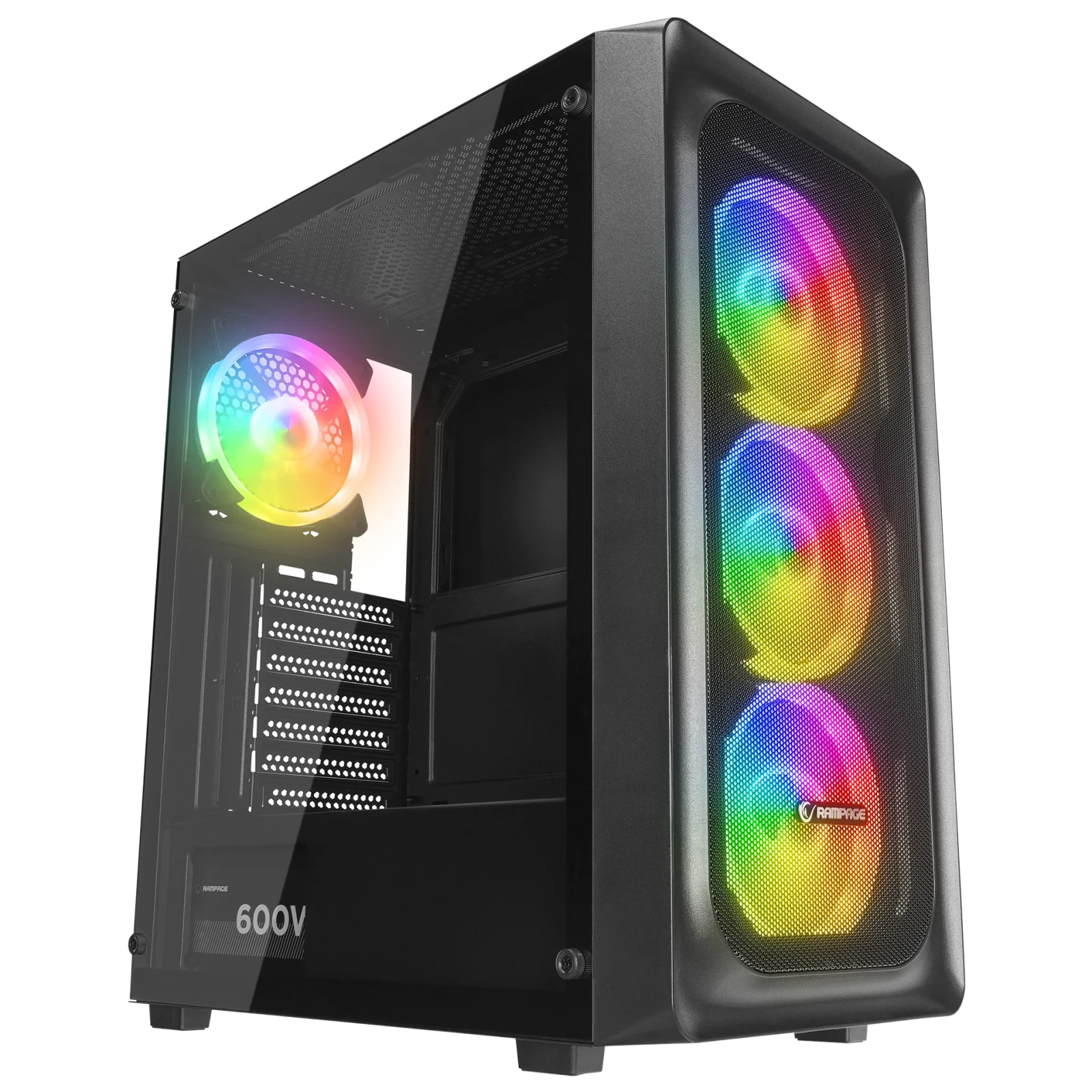 Rampage ARMOR V2 - 600W 80 Plus Bronze Temper Camlı 4x12cm RGB Fan Oyuncu Kasası
