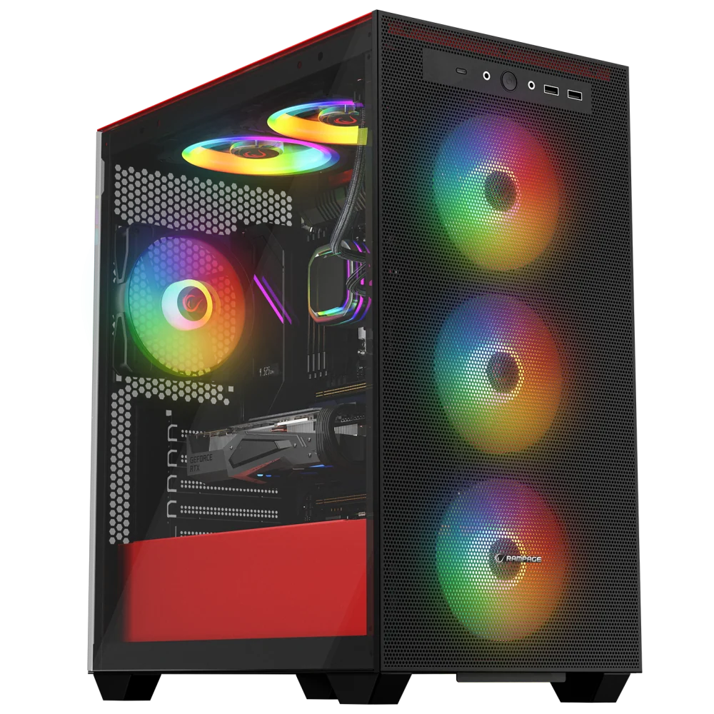 Rampage BLAZE - Mesh Temperli Camlı 4x12cm ARGB Fan M-Atx Mid-T Oyuncu Kasası-Siyah