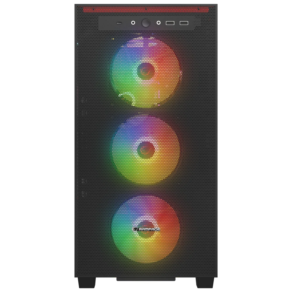 Rampage BLAZE - Mesh Temperli Camlı 4x12cm ARGB Fan M-Atx Mid-T Oyuncu Kasası-Siyah görsel 2