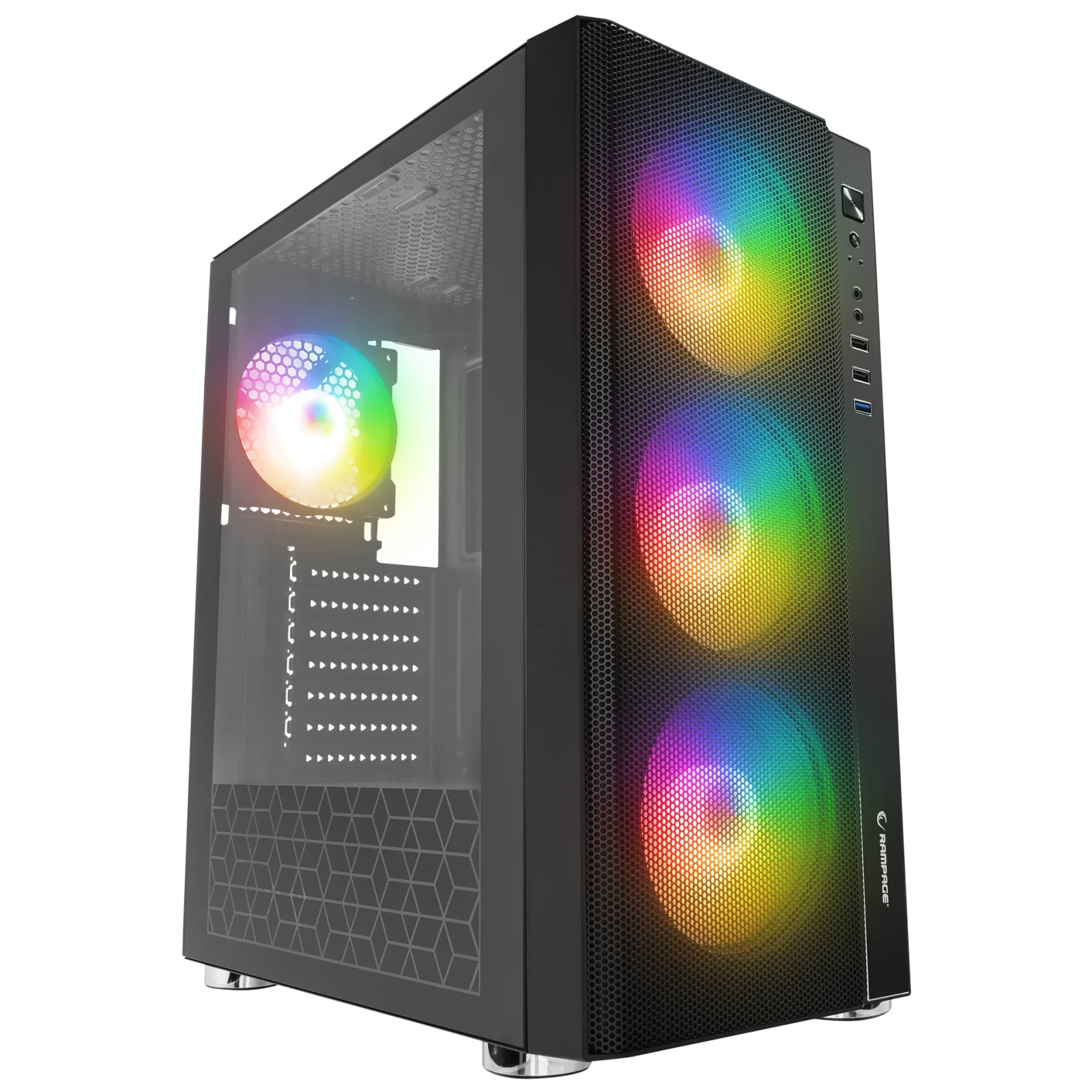 Rampage CARISMA MESH - 650W 80+ 4x12cm Rainbow Temperli Cam Atx Mid-T Oyuncu Kasası