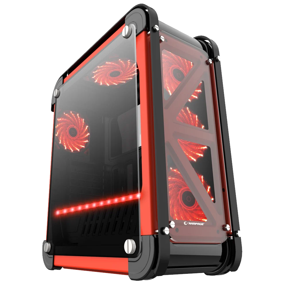 Rampage CASTLE - 4x12cm RGB Fan Card Reader Tempered Glass Çelik Oyuncu Kasası