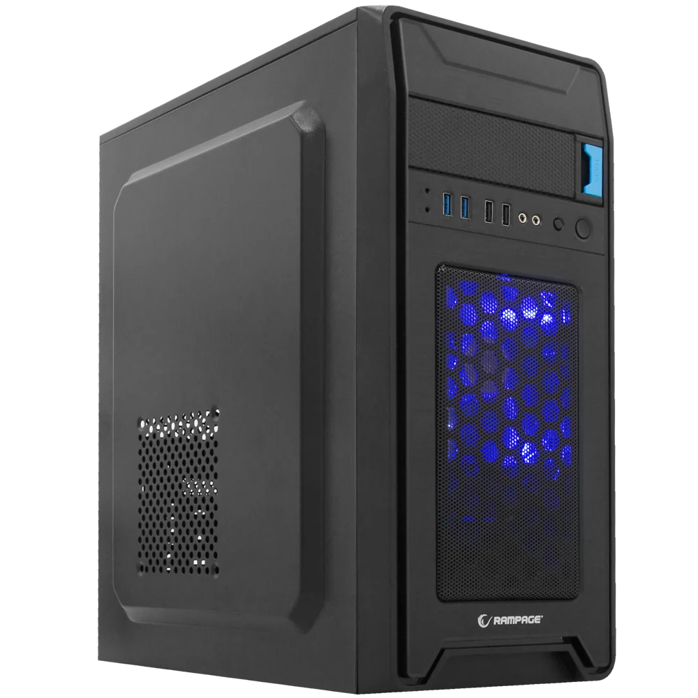 Rampage CASTRUM - 350W Mavi LED Fan Oyuncu Kasası-Siyah