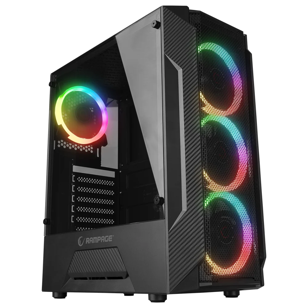 Rampage FUSION - 650W 80+ Bronze 4x12cm Rainbow Fan Temperli Cam Atx Mid-T Oyuncu Kasası