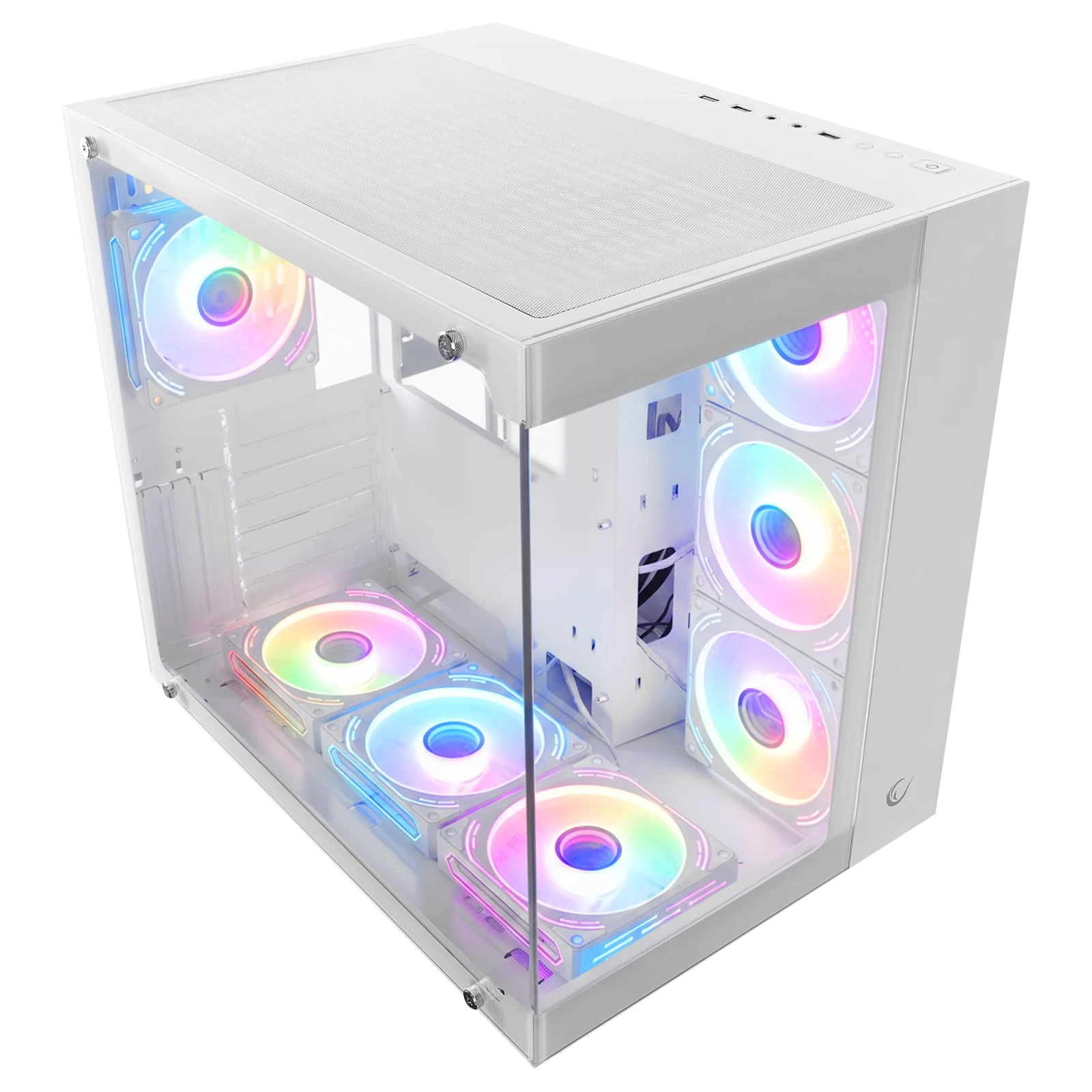 Rampage ICEWAVE - Beyaz Temperli Camlı 7*12cm ARGB Fan+Kontrolcü Transparan ATX Oyuncu Kasası görsel 3