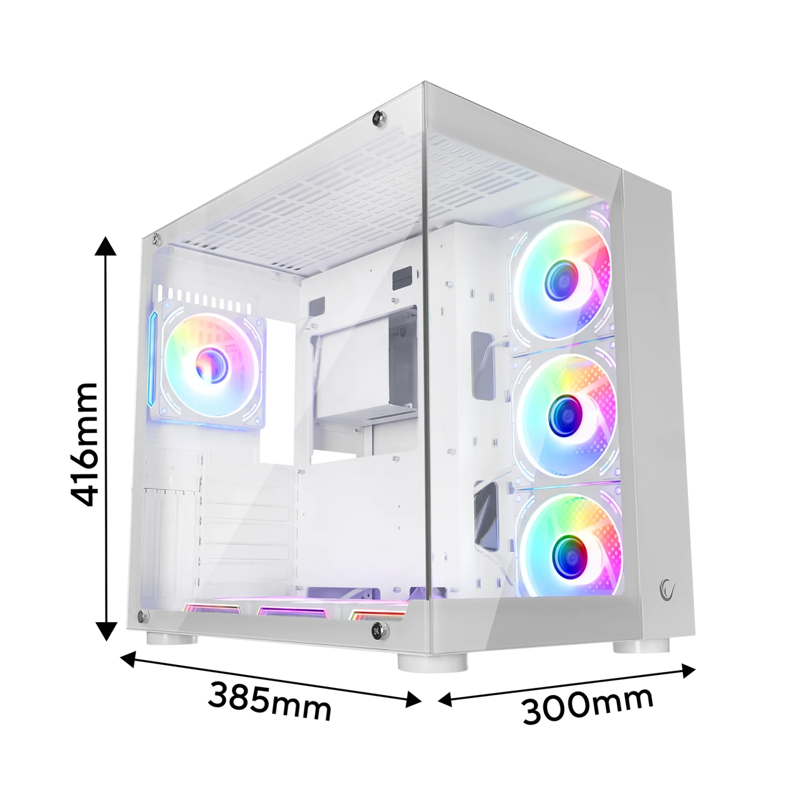 Rampage ICEWAVE - Beyaz Temperli Camlı 7*12cm ARGB Fan+Kontrolcü Transparan ATX Oyuncu Kasası