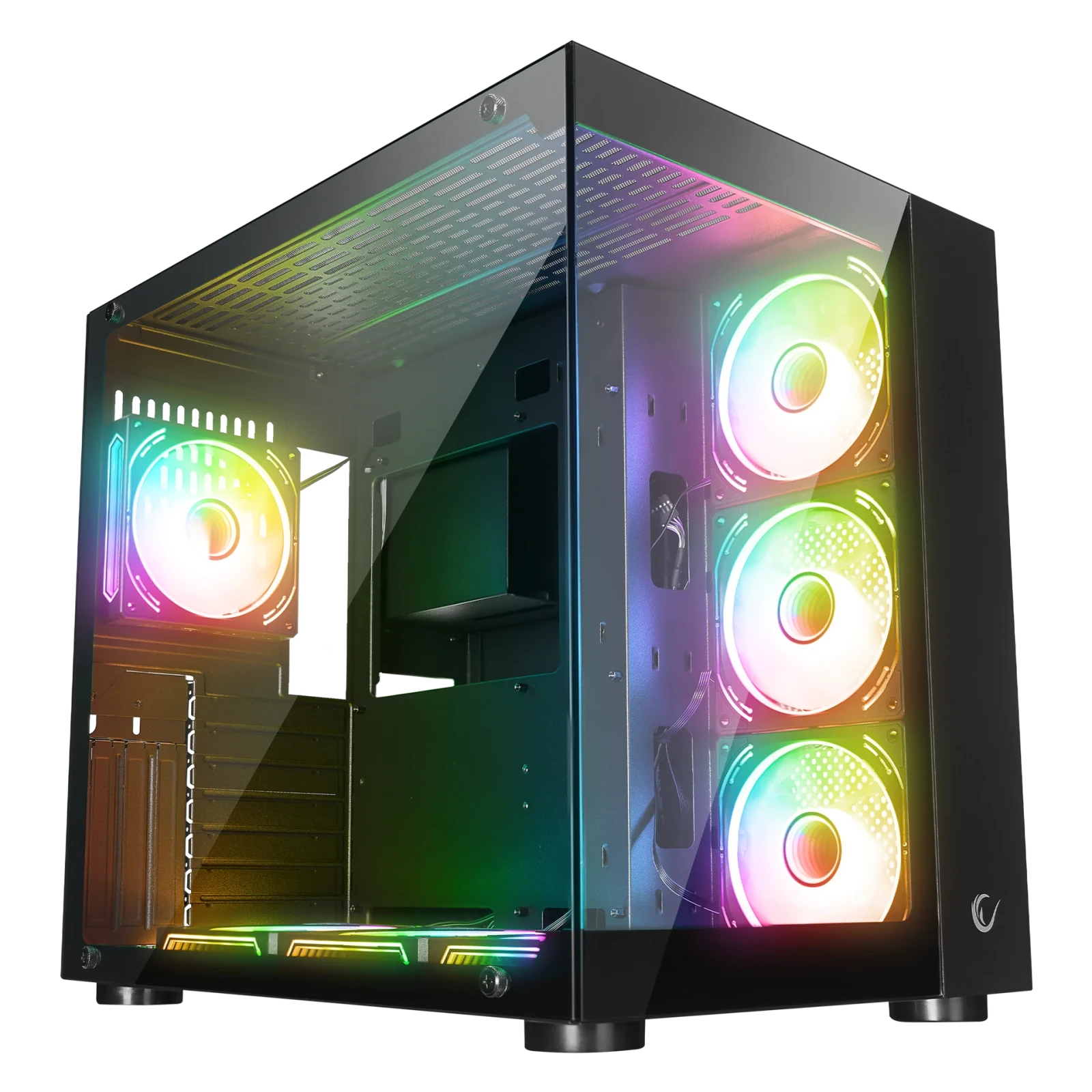 Rampage ICEWAVE PRO - Temperli Camlı 7x12cm ARGB Fan+Kontrolcü Transparan ATX Oyuncu Kasası-Siyah