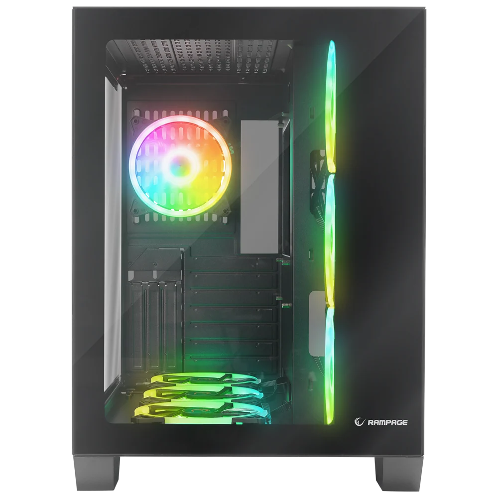 Rampage Icewave Temperli Camlı E-Atx Mid-T Oyuncu Kasası-Siyah görsel 2