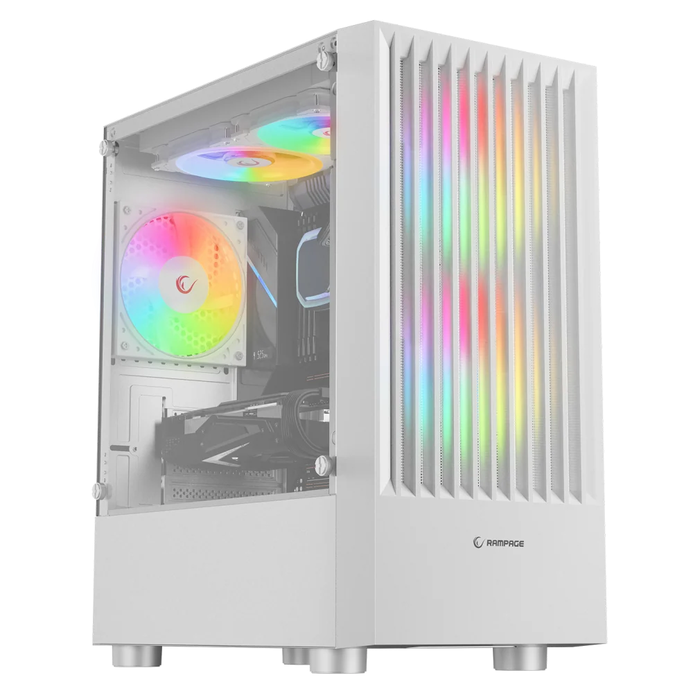 Rampage Lyra Mesh Temperli Camlı 3x12cm RGB Fan M-Atx Mid-T Oyuncu Kasası-Beyaz