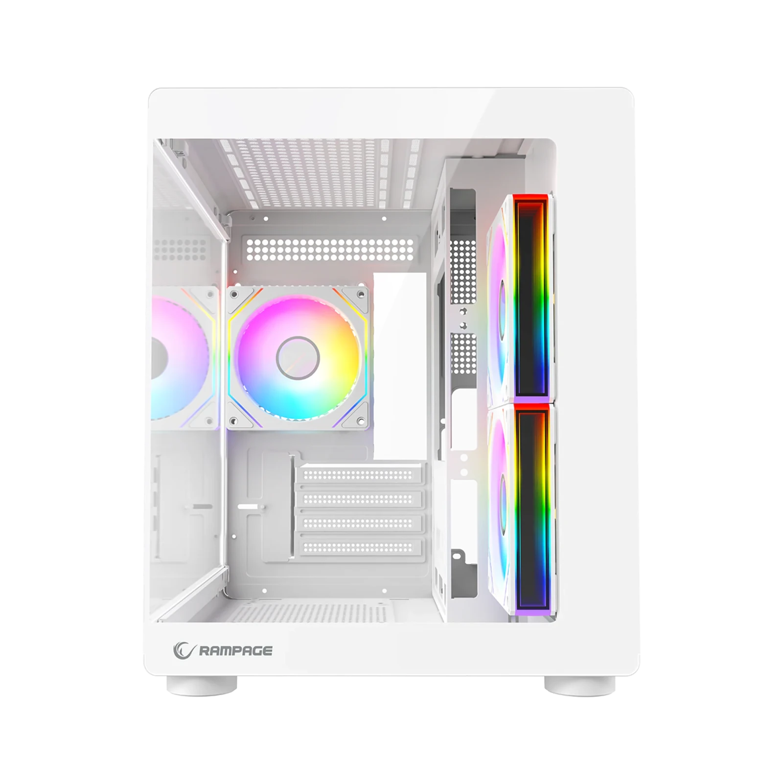 Rampage MINID V1 - M-ATX Temperli Camlı 3*12cm ARGB Fan Beyaz Oyuncu Kasası görsel 2