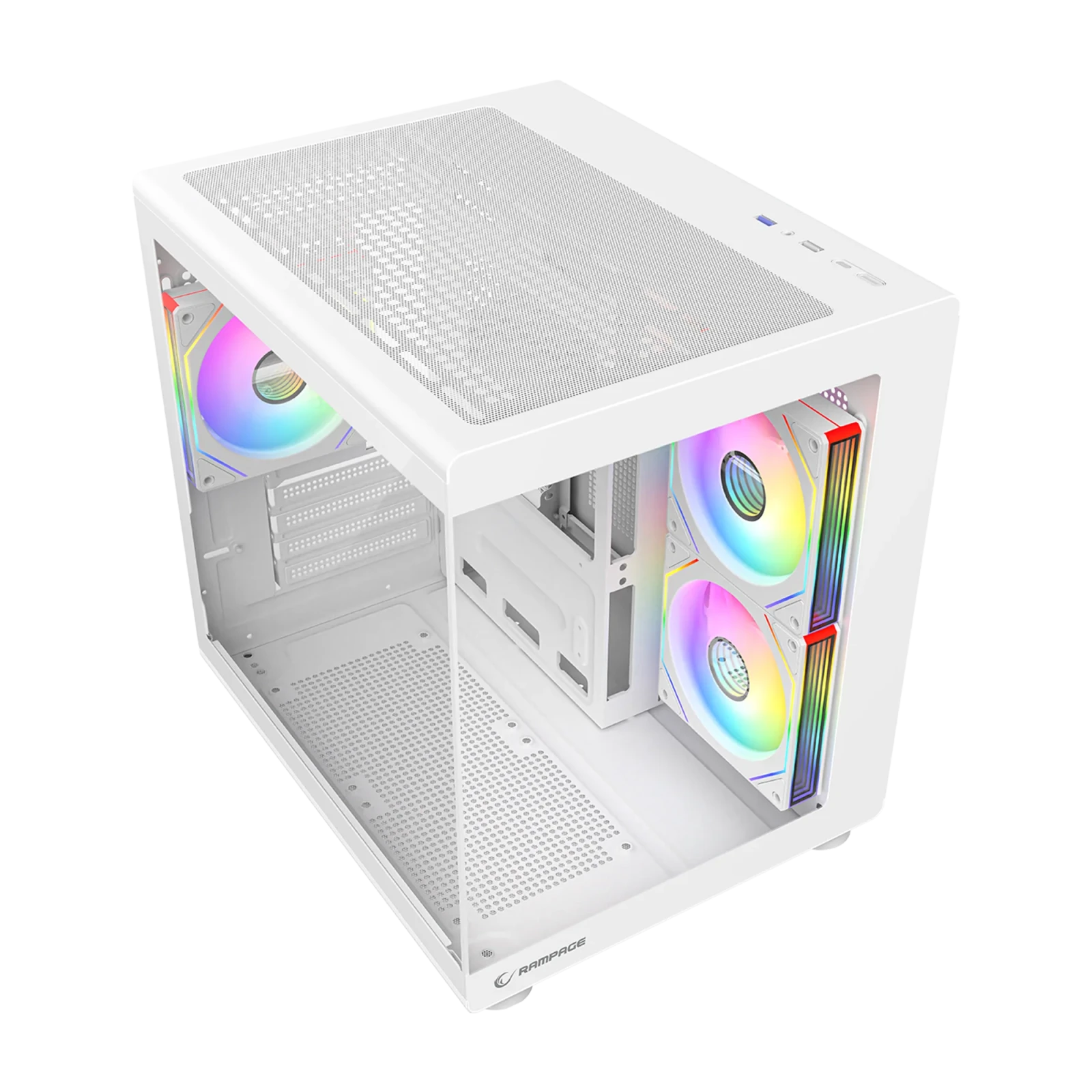 Rampage MINID V1 - M-ATX Temperli Camlı 3*12cm ARGB Fan Beyaz Oyuncu Kasası görsel 3