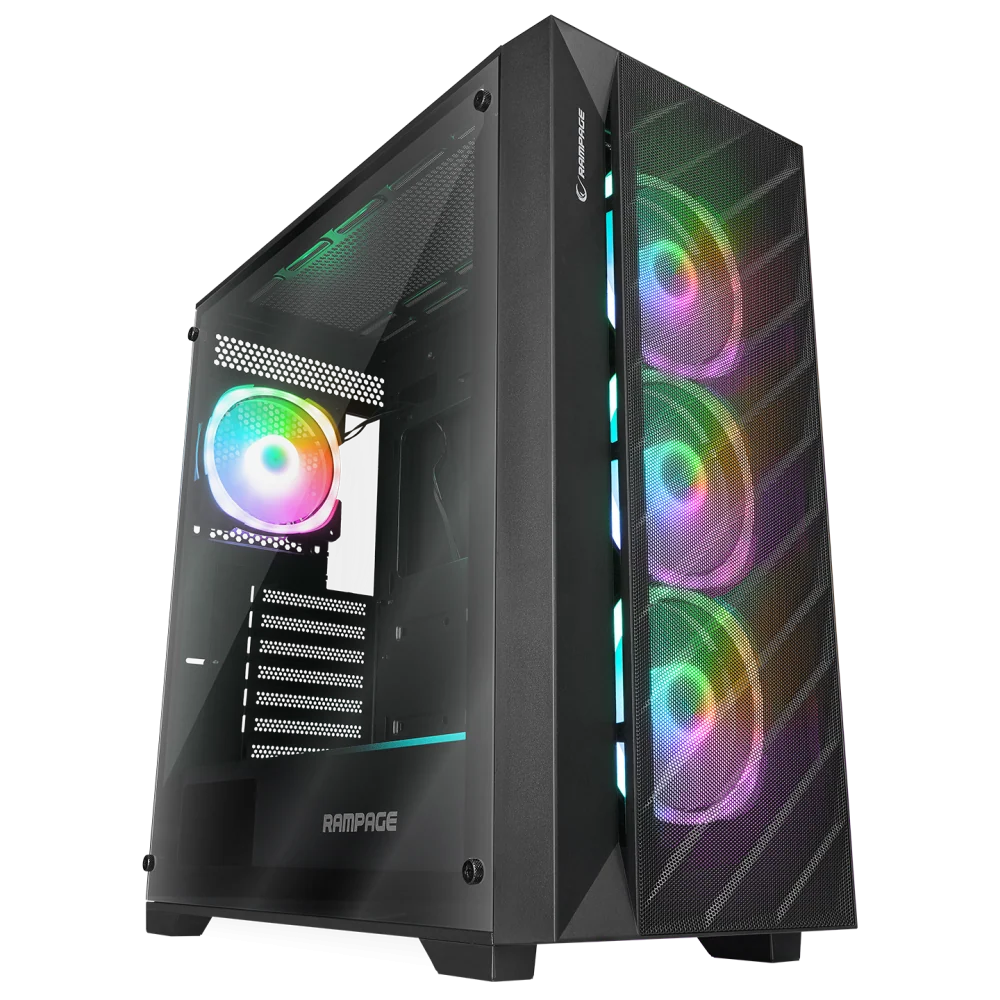 Rampage PRIME MESH - Temperli Cam 4xARGB Fan+Hub E-Atx Mid-T Oyuncu Kasası