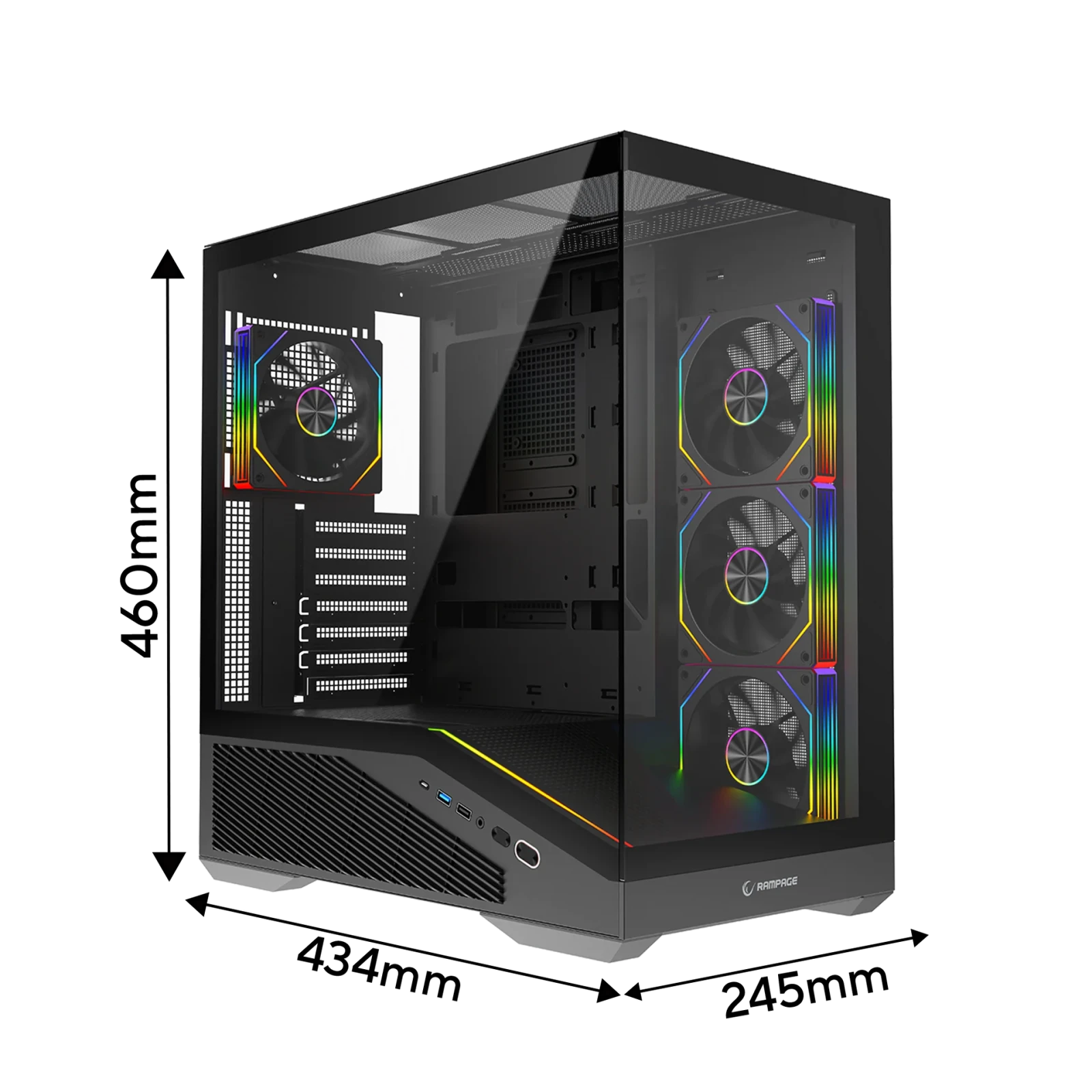 Rampage REAPER - 750W 80 Plus Bronze Siyah 4*12cm ARGB Fan ATX Gaming Oyuncu Kasası