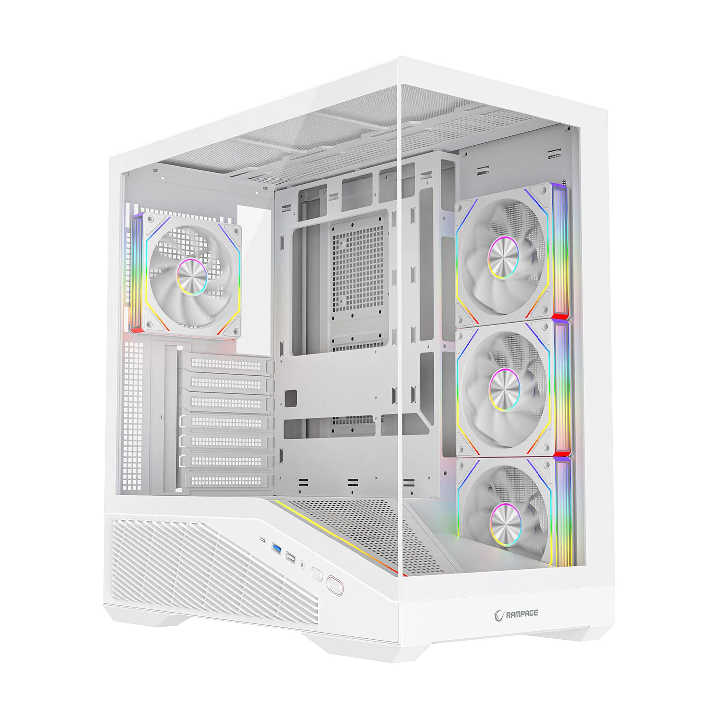 Rampage REAPER - Type-C*1+Usb2.0*1+Usb3.0*1 Beyaz 4*12cm ARGB Fan ATX Gaming Oyuncu Kasası