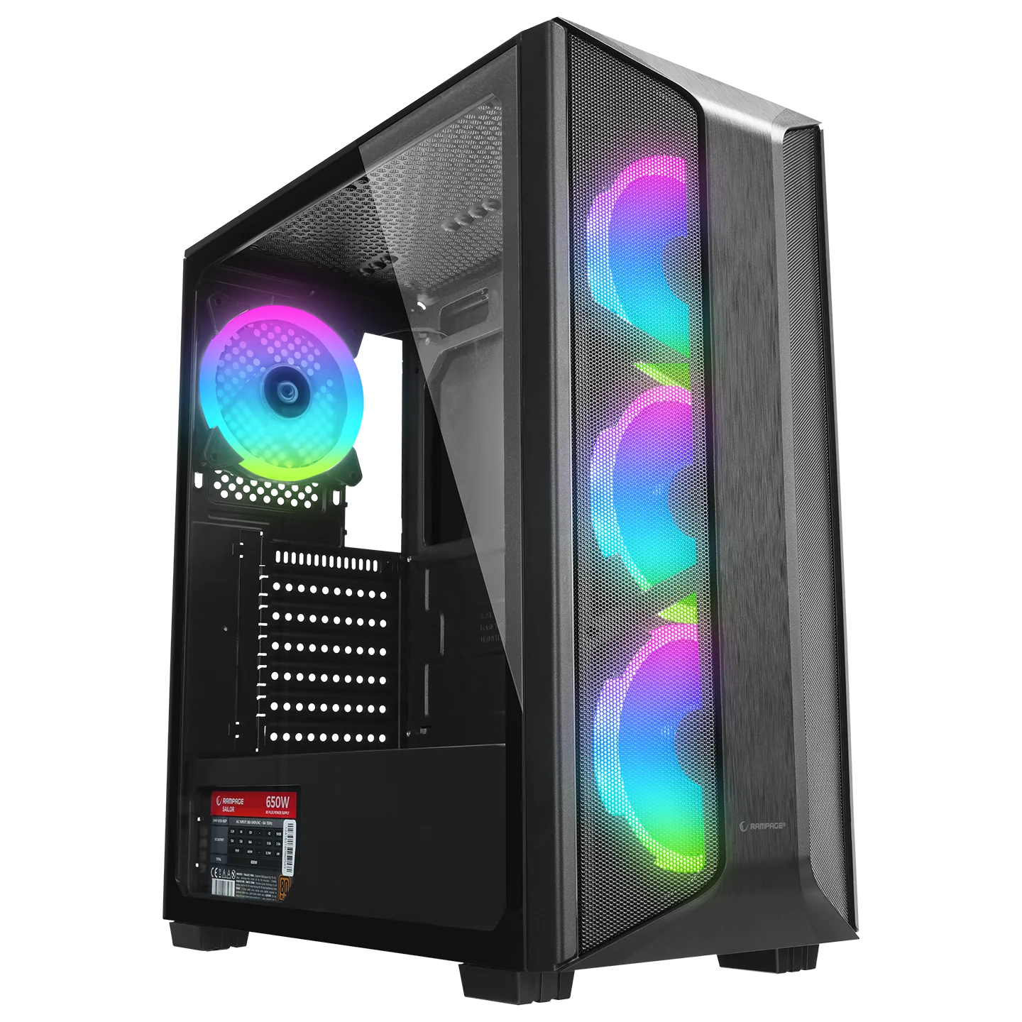 Rampage Sailor 650W 80 Plus Bronze Atx Mid-T Oyuncu Kasası-Siyah