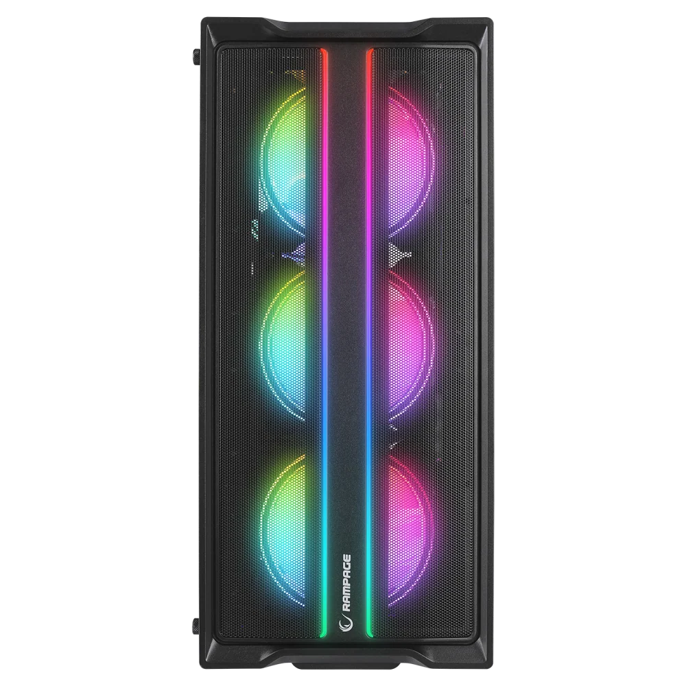 Rampage Slider Mesh Temperli Cam 4x12cm Sabit RGB Fan Atx Mid-T Gaming Oyuncu Kasası-Siyah görsel 2