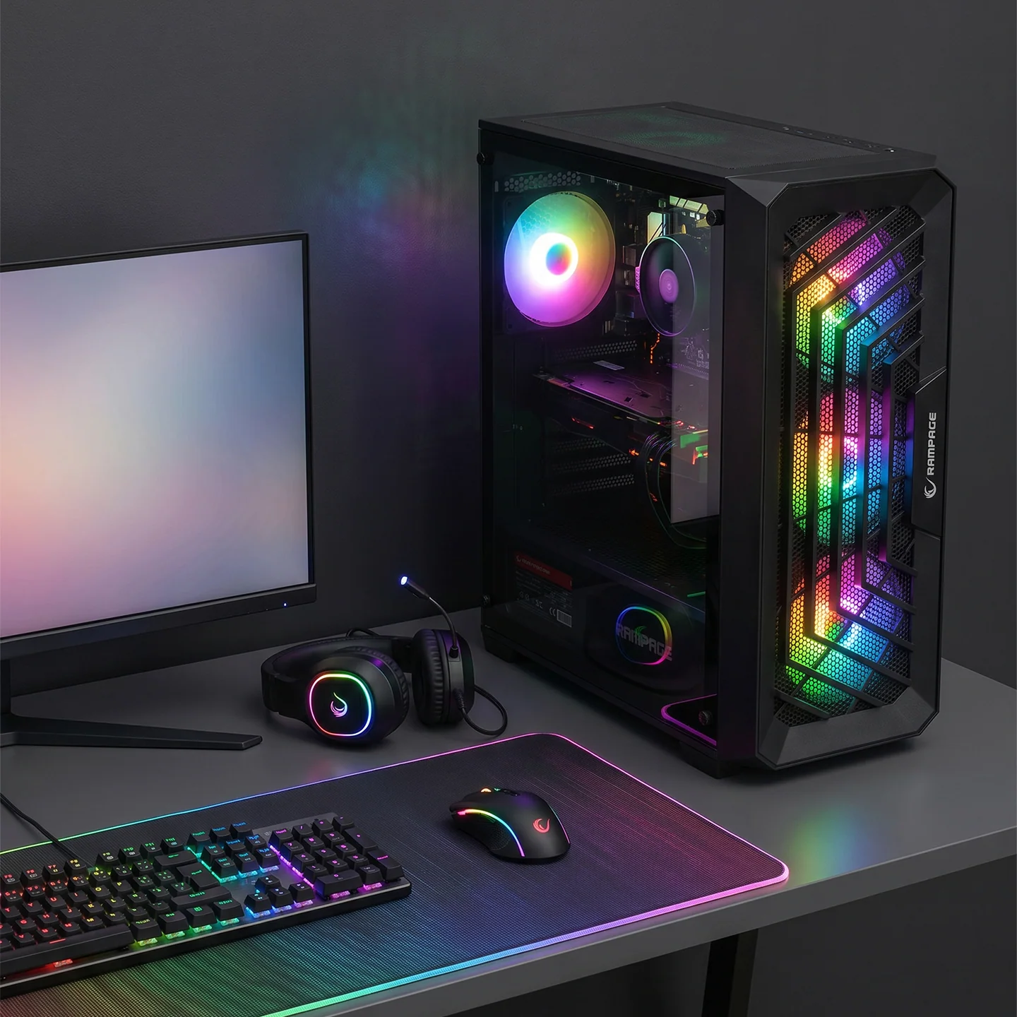 Rampage Spear 750W 80+ Bronze 4xRGB Auto Fan Atx Mid-T Oyuncu Kasası-Beyaz