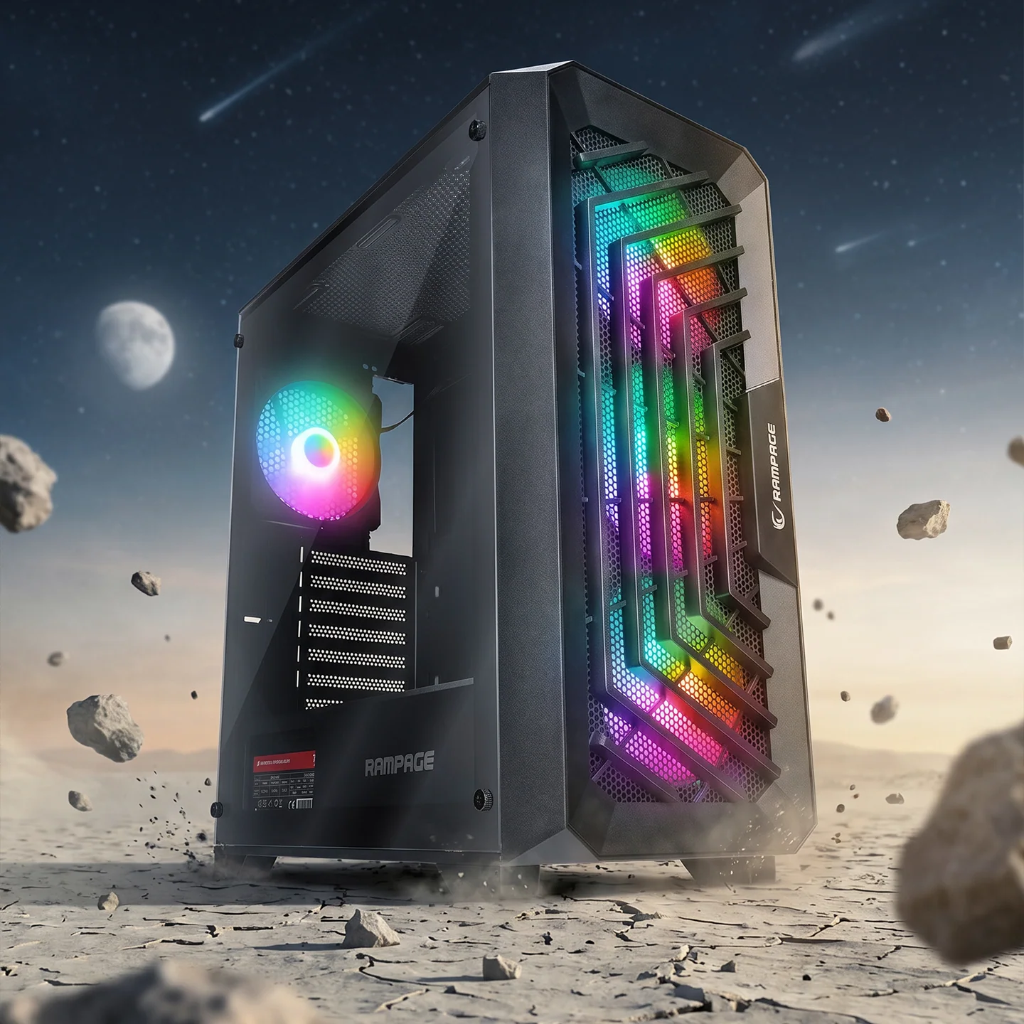Rampage Spear 750W 80+ Bronze 4xRGB Auto Fan Atx Mid-T Oyuncu Kasası-Beyaz görsel 2
