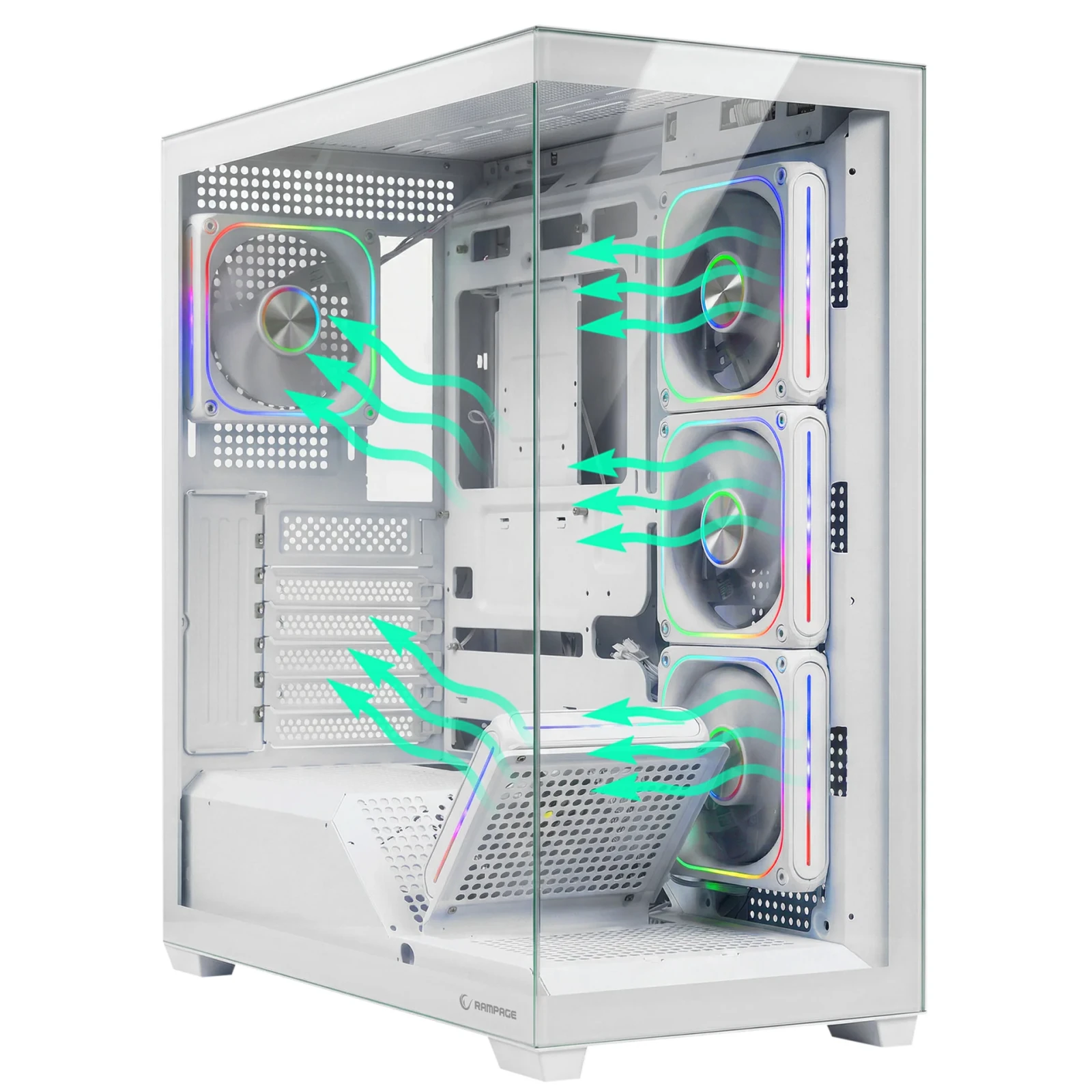 Rampage SYLON - 750W 80 Plus Bronze Beyaz 5*12cm ARGB Fan ATX MID-T Gaming Oyuncu Kasası