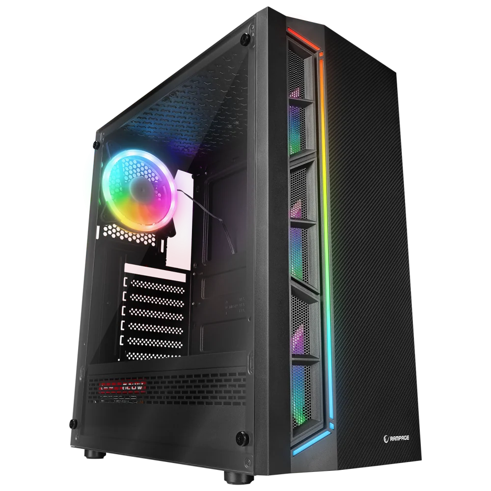 Rampage Victory Plus 600W 80+ Bronze Temperli Camlı 4x12cm RGB Fan Atx Mid-T Oyuncu Kasası