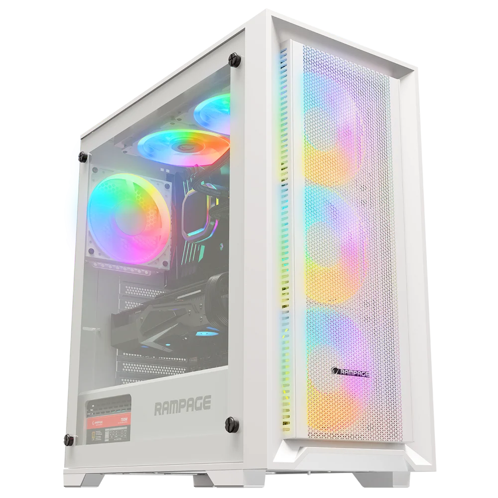 Rampage Voyager 750W 80+ Bronze 4xRGB Auto Fan Atx Mid-T Oyuncu Kasası-Beyaz