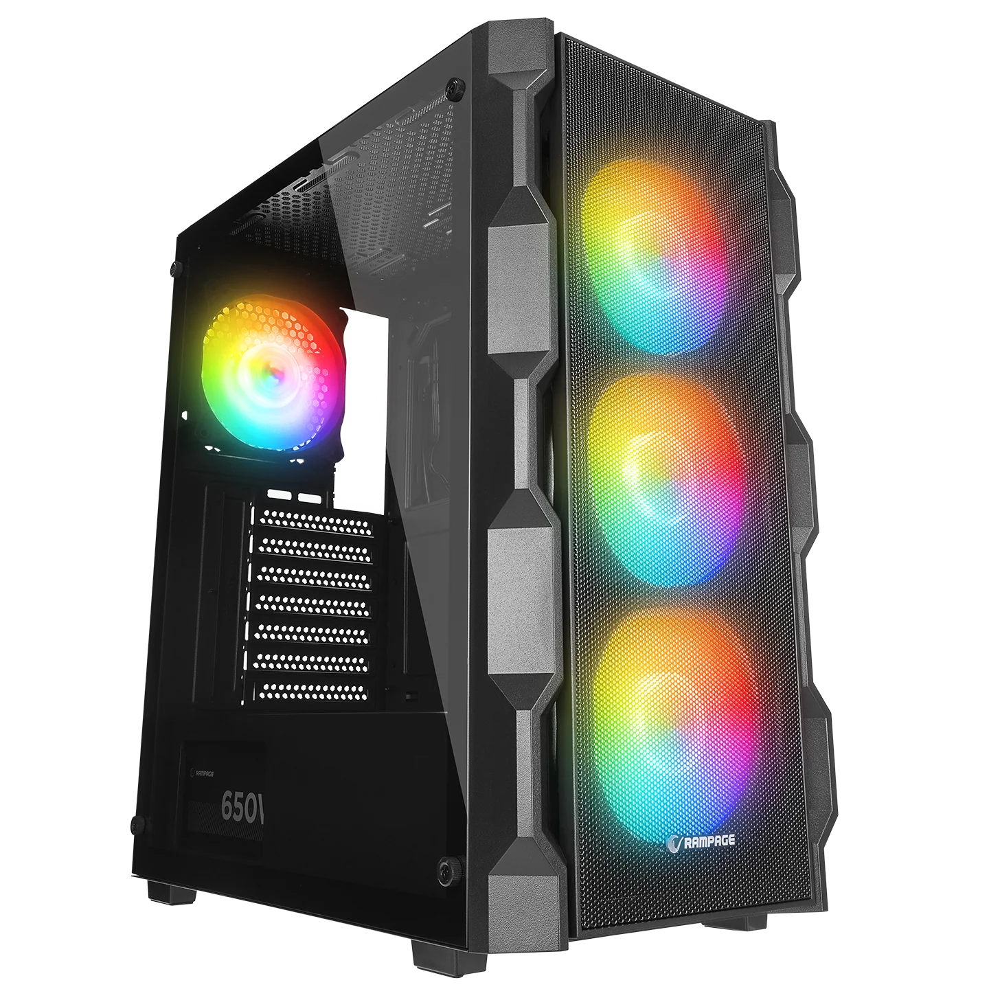 Rampage Woon Mesh 650W 80+ Bronze Temper Camlı Mid-T Oyuncu Kasası-Siyah