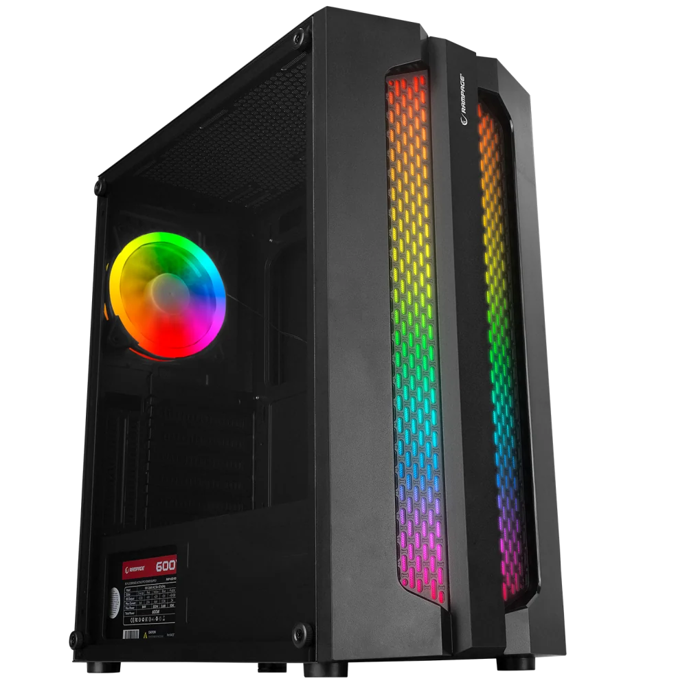 Rampage X-Base Temper Camlı 600W 80 Plus Bronze ARGB Fanlı Oyuncu Kasası