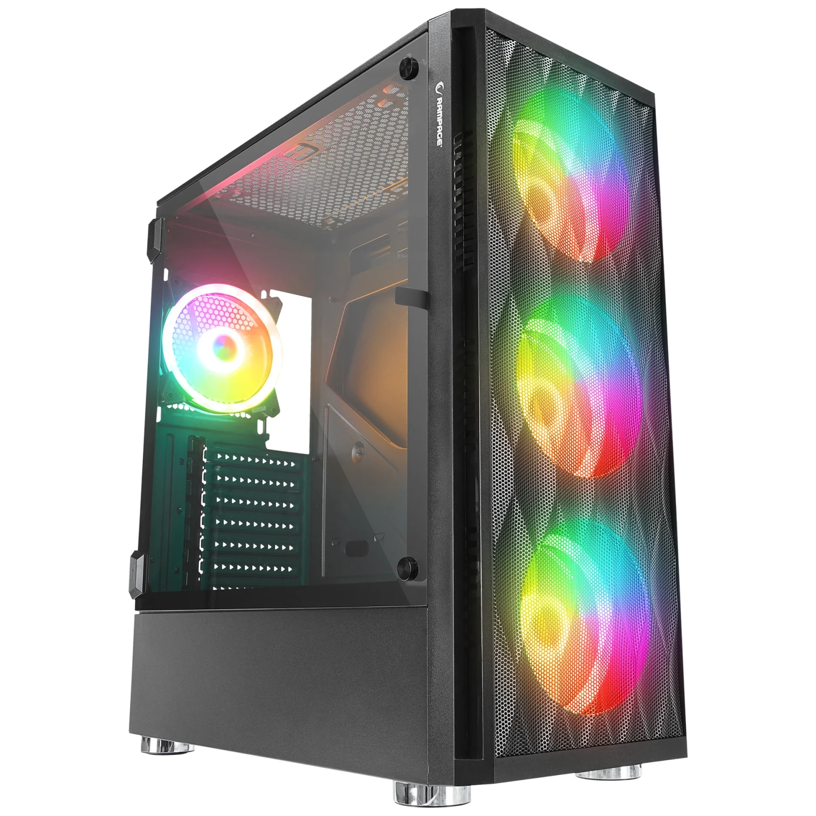 Rampage X-Horse 850W 80+ 4x12cm ARGB Fan+Kontrolcü Manyetik Temperli Cam Mid-T Oyuncu Kasası