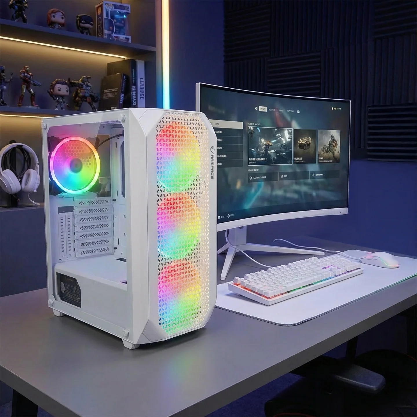 Rampage Zuko 600W 80+ Bronze Metal Panel Temper Cam Atx Mid-T Oyuncu Kasası-Beyaz 37882 görsel 2